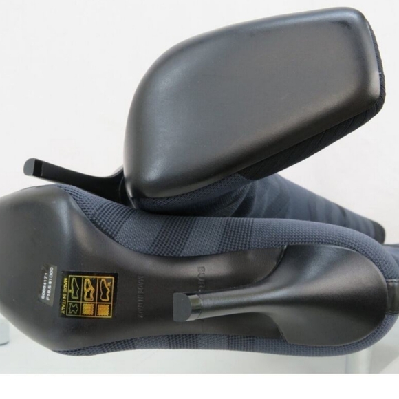 $1000 BURBERRY DOLMAN NAVY GRAY KNITTED CHECK KNEE HIGH HEEL SOCK BOOTS 38 - Picture 11 of 12